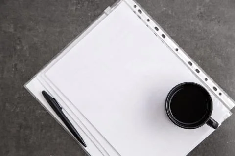 Paper sheet with copy space and with cup coffee Stock Photos