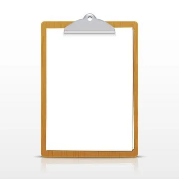 Paper sheet document note holder. Empty vector page isolated a4 clipboard Stock Illustration