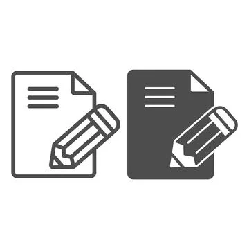 Paper sheet, page, text document and pencil line and solid icon, documetnts 스톡 일러스트