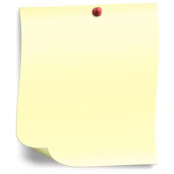 Paper sheet with pin on white background. Shadow under sticker. Design element. Stock Illustration