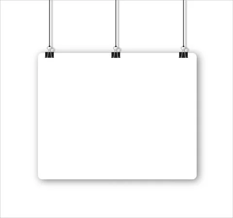 Paper sheet with shadow in A4 format and black paper clip Stock Illustration