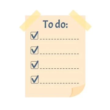 Paper sheet with sticky note tapes. To do list. Planning, office, business,.. Stock Illustration