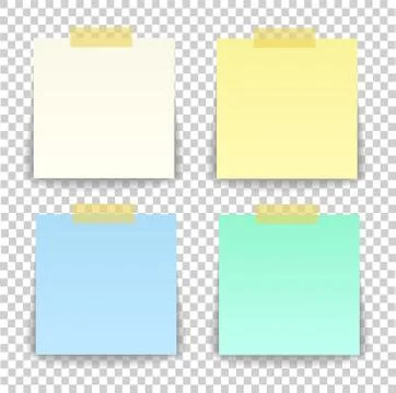 Paper sheet on translucent sticky tape with transparent shadow isolated on a Stock Illustration