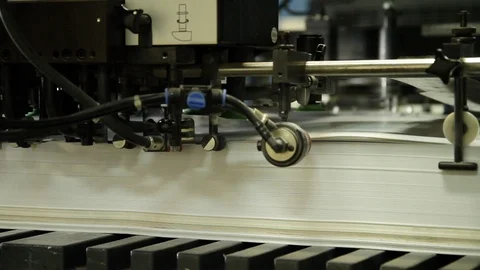 Paper Sheets Are Loading In Offset Printing Press Machine Video stock 104106432