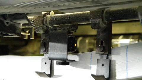 Paper Sheets Are Loading In Offset Printing Press Machine Video stock 104107017