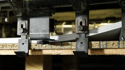 Paper Sheets Are Loading In Offset Printing Press Machine Video stock 104107573