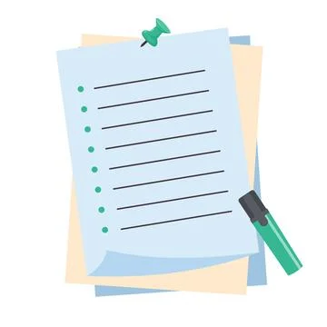 Paper sheets with a clip and a colored marker. To do list. Template for pla.. Stock Illustration