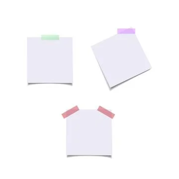 Paper sheets with color stickers. Vector realistic isolated design elements. Stock Illustration