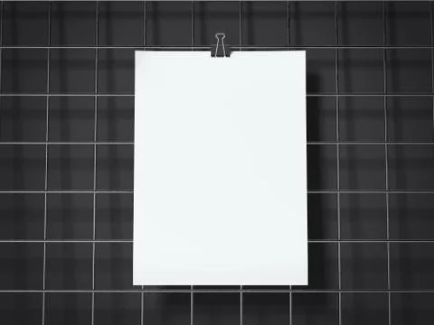 Paper sheets hanging on the black wire board. 3d rendering 库存插图