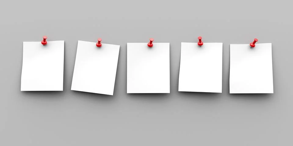 Paper sheets with pins Stock Illustration
