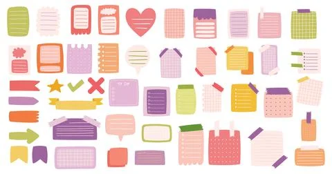 Paper sheets sticker collection for convenient note-taking and important date Stock Illustration