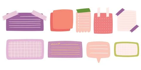 Paper sheets sticker collection for convenient note-taking and important date Stock Illustration