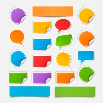 Paper sheet,speech bubles,stickers set Stock Illustration