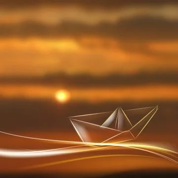 Paper ship origami. Stock Illustration