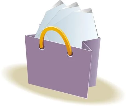 Paper shopping bag. Clear paper sheets inside Stock Illustration
