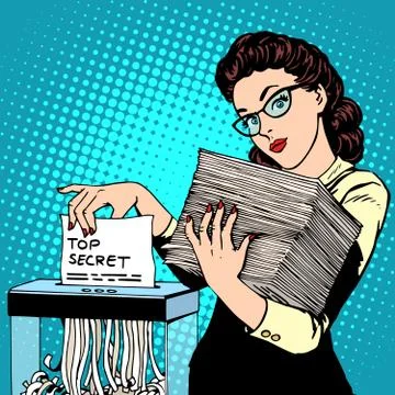 Paper shredder top secret document destroys the Secretary Stock Illustration