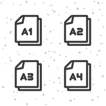 Paper size A1 A2 A3 A4 icons. Document symbol. Stock-Illustration