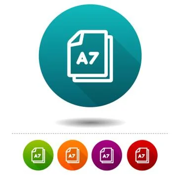 Paper size A7 icon. Document DIN symbol sign. Web Button. Stock Illustration
