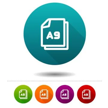 Paper size A9 icon. Document DIN symbol sign. Web Button. Stock Illustration