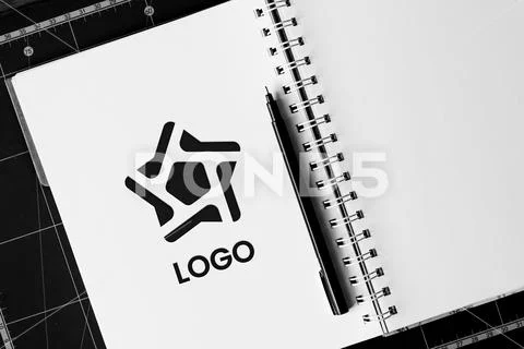 Paper sketch logo mockup template PSD Template