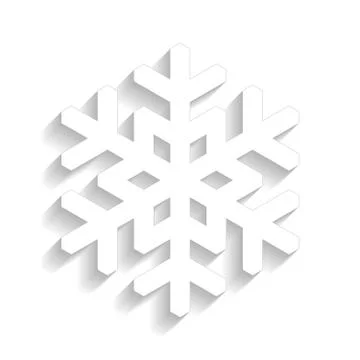 Paper snowflake with long shadow design isolated on white background. Winter and Stock Illustration