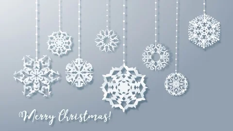 Paper snowflakes decoration Stock Footage 99683209