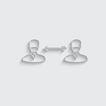 Paper Social distancing icon. Keep the  distance.  stop covid 19,  coronaviru Stock Illustration
