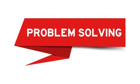 Paper speech banner with word problem solving in red color on white backgroun Illustrazione stock