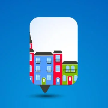 Paper speech bubble. City theme. Vector Stock Illustration