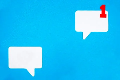 Paper speech bubble concept on blue background. Social Media Chat concept. Stock Illustration