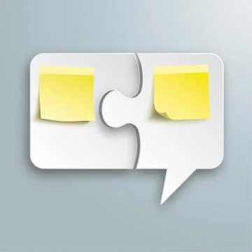 Paper Speech Bubble Puzzle Yellow Sticks Stock Illustration