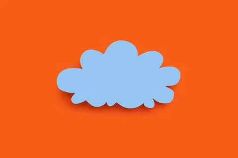 Paper speech bubble in shape of cloud on orange background, top view. Space.. Stock Photos