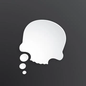 Paper speech bubble for thoughts at skull shape Stock Illustration