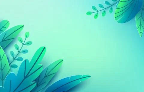 Paper spring leaves vector background. Paper cut style isolated on light Stock Illustration