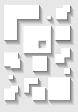 Paper square banner with drop shadows on white background. Vector illustratio Ilustración de archivo