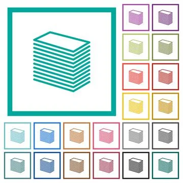 Paper stack flat color icons with quadrant frames Stock Illustration