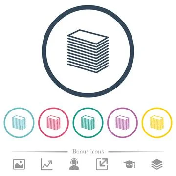 Paper stack flat color icons in round outlines Stock Illustration