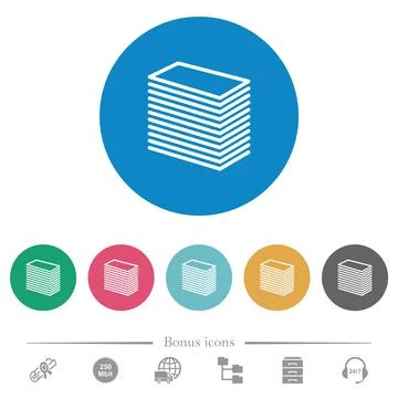 Paper stack flat round icons Stock Illustration