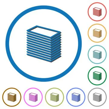 Paper stack icons with shadows and outlines Stock Illustration