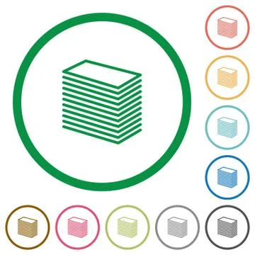 Paper stack outlined flat icons Stock Illustration