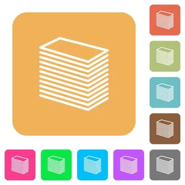 Paper stack rounded square flat icons Stock Illustration