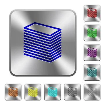 Paper stack rounded square steel buttons Illustrazione stock