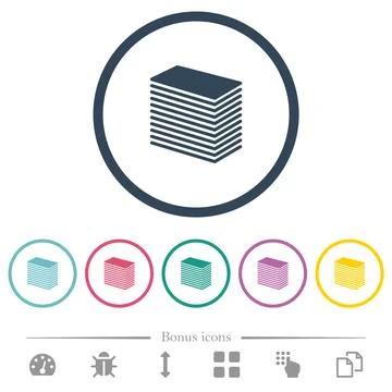 Paper stack solid flat color icons in round outlines Illustrazione stock