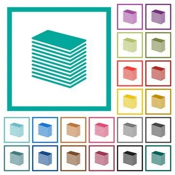 Paper stack solid flat color icons with quadrant frames Illustrazione stock