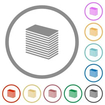 Paper stack solid flat icons with outlines Stock Illustration