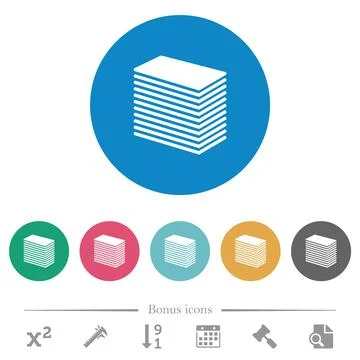 Paper stack solid flat round icons Stock Illustration