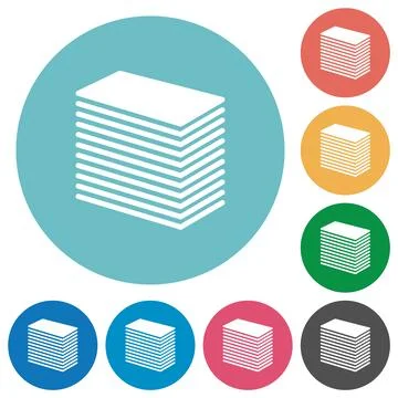 Paper stack solid flat round icons Stock Illustration