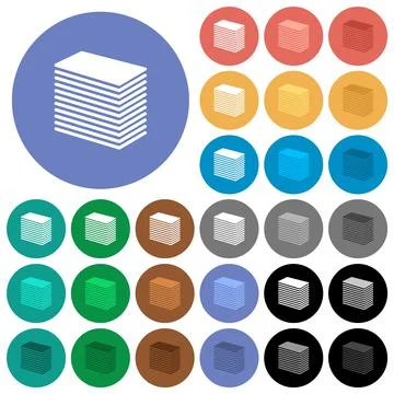 Paper stack solid round flat multi colored icons Stock Illustration