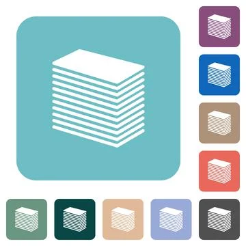 Paper stack solid rounded square flat icons Stock Illustration