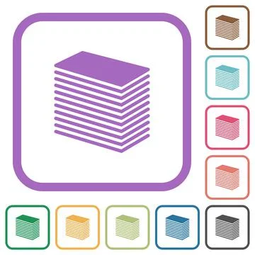 Paper stack solid simple icons Stock Illustration